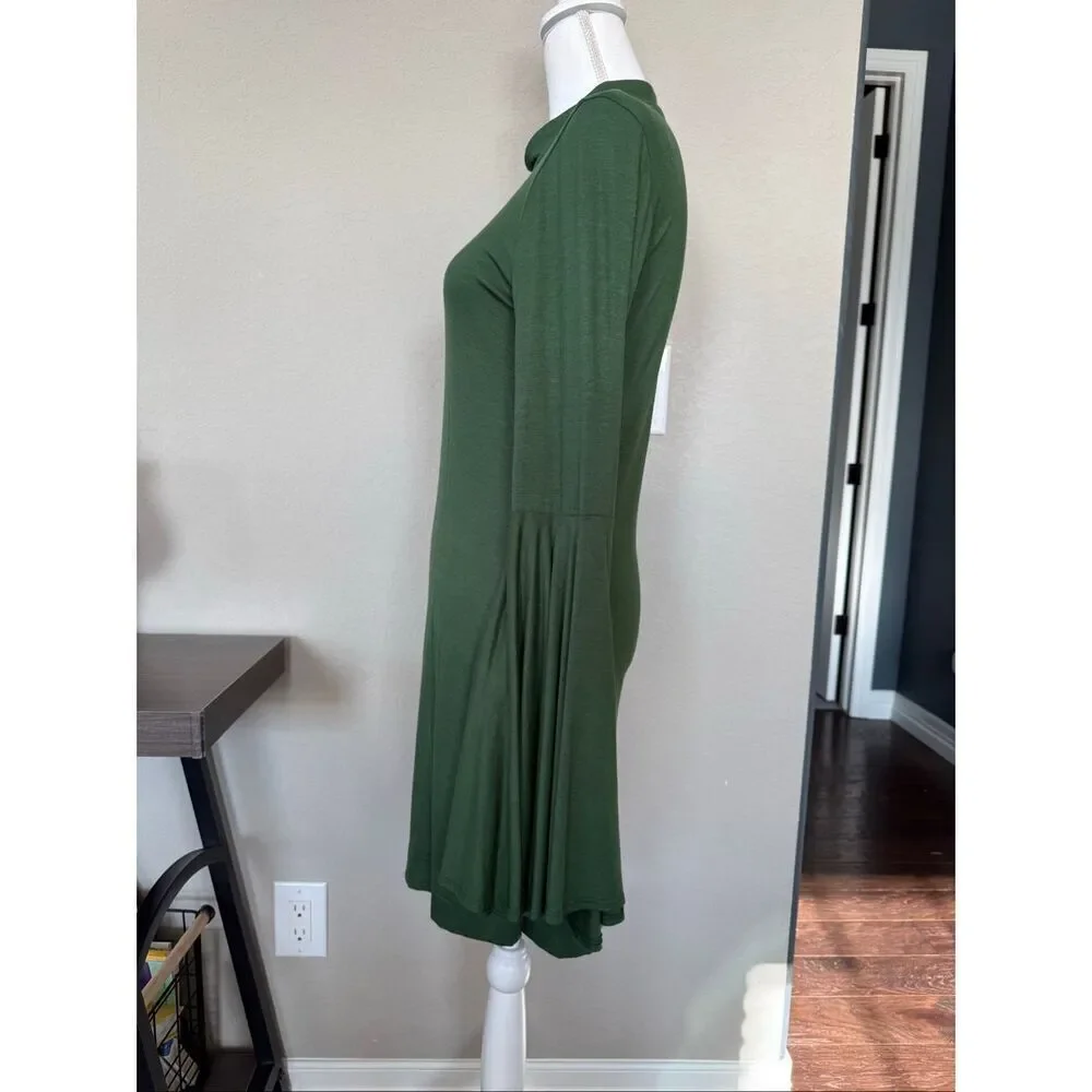 NWT Free People Beach Dare to Dance Green Mini Dress Flare Sleeve size medium